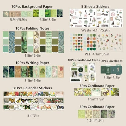 YagCu Scrapbook Kit for Beginners, Aesthetic Junk Journal Supplies, Scrapbooking and Journaling Materials, Bullet Journals Stationery, Planner DIY Arts Craft, Women Adults - Image 3