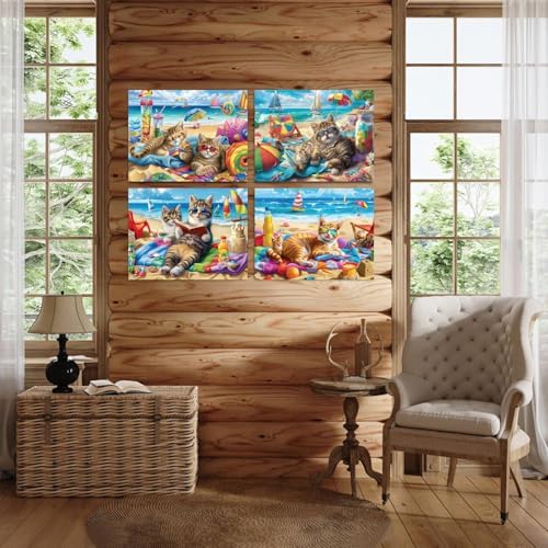 DOTSOPS 4 Pack Cat Diamond Painting Kits for Adults Art Painting Kit - Image 5