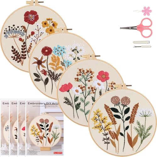 COCOMOX Floral Embroidery Kit for Beginners, Needlepoint Practice Kits by COCOMOX
