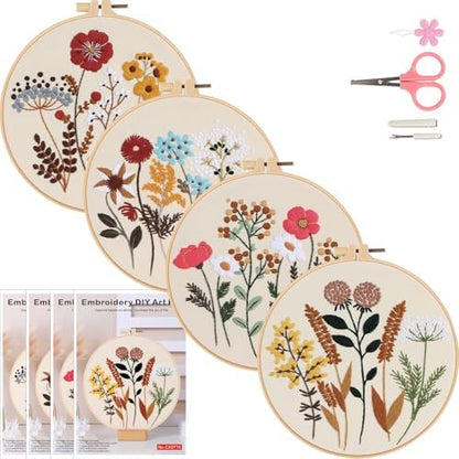 COCOMOX Floral Embroidery Kit for Beginners, Needlepoint Practice Kits by COCOMOX