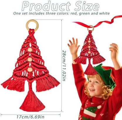 Macrame Kit for Beginners with Step by Step Video Tutorials DIY Christmas Tree Wall Hanging Craft Kit for Adults Kids Family Festive Holiday Activity Creative Boho Home Decor Unique Gift Idea (A) - Image 2