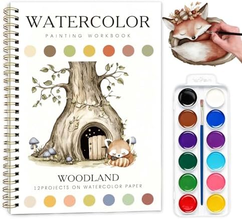 Animal Watercolor Workbook,Water Coloring Book with Designs on Premium Paper,12 Beginner Friendly Sketched Illustrations,Perfect for Gifting to Spark Creativity & Joy for Adults by Unknown
