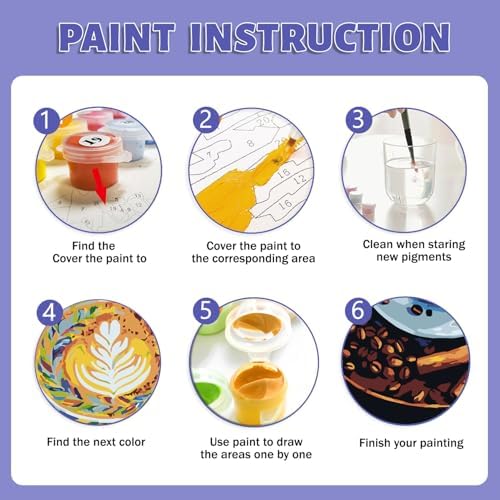 Framed Paint by Numbers Kit for Adults Beginner & Kids Ages 8-12, Coffee Theme Paint by Numbers with frame, without Easel, DIY Acrylic Number Painting for Adults for Home Decor Gift 8 x 12 Inch - Image 6