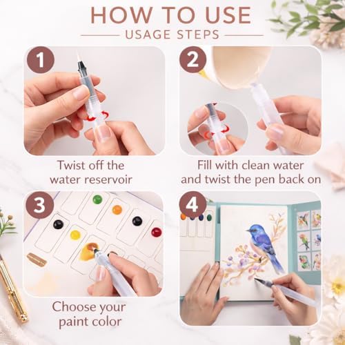 2026 Breathly Stress Relief Watercolor Books Painting Kit, All-in-One DIY Watercolor Art Kit, Paint-with-Water Portable Painting Art Book with 12-Color Pigment Dot Card & Water Brush Pen, Tri-Fold Pocket Painting Set, Relaxing Creative Kit for Beginner... - Image 7