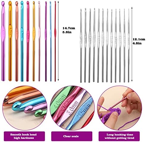IMZAY Crochet Hooks Set, 66Pack Crochet Needles Set Ergonomic Crochet Hooks - Image 3