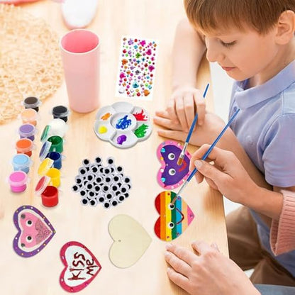 Valentine's Day Wood Heart Craft Kit, 36 Pcs Blank Unfinished Wooden Hearts Ornaments for Crafts, DIY Painting Activity for Adults, Family, Couples to Make Personalized Gifts and Home Decor - Image 2