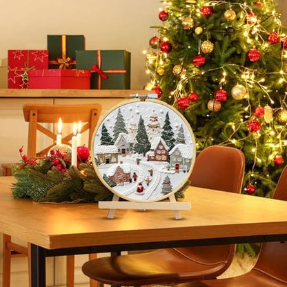 RUIQLXHANG Christmas Embroidery Kit, Christmas Gnomes Embroidery Kits for Beginners with Pattern, Cotton Threads, Needles, Instruction, 20cm Hoop, Gift for Mom, Grandma (Resort) - Image 5