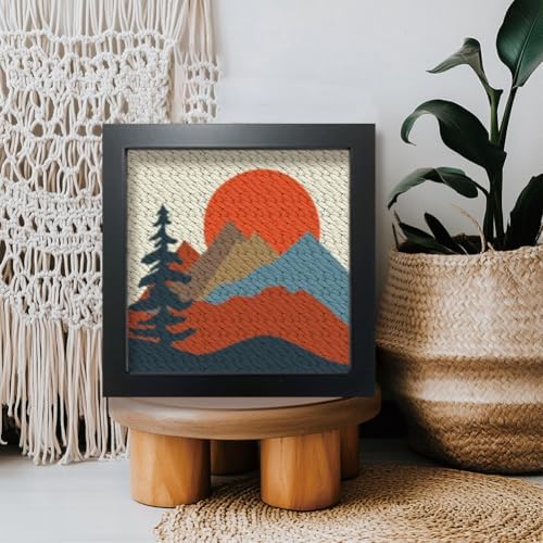 BEUNITONE 2 Sets Camping Punch Needle Kit for Beginners Scenery Theme Punch Embroidery Kits with Frame Instructions Embroidery Starter Kits with Art Night Pattern for Wall Painting 9.4'' x 9.4'' - Image 5