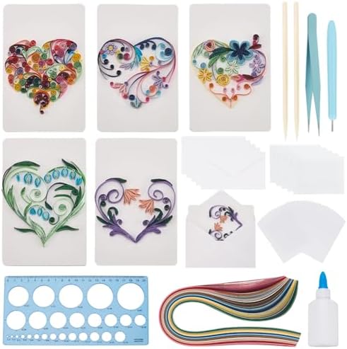 WEBEEDY 20 Sets Paper Quilling Kit for Adults Beginners DIY Heart Quilling Greeting Card Making Kit with Instruction DIY Unique Card for Valentine's Day Birthday,Holiday,New Year's Day,Thanksgiving by WEBEEDY