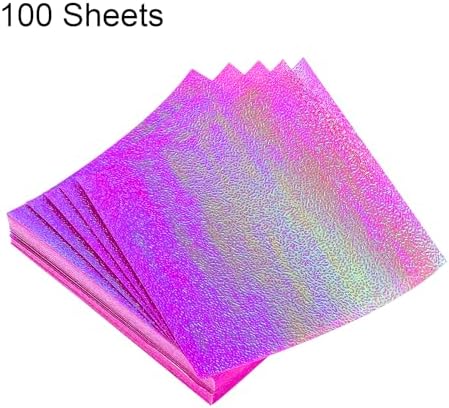MECCANIXITY 100 Sheet Glitter Origami Paper 4x4 Inch Shiny Sparkly Square Folding Sheet 10x10cm Iridescent Paper for DIY Art, Craft Decor, Rose Red - Image 3