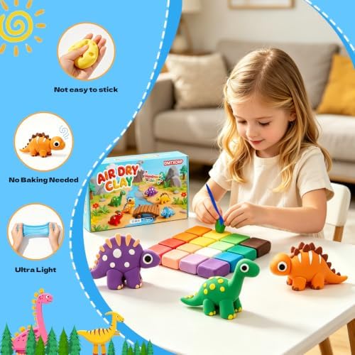 DMTXCRP Air Dry Clay Dinosaur Kit for Kids, 12 Dino Skeleton Craft Set - Image 6