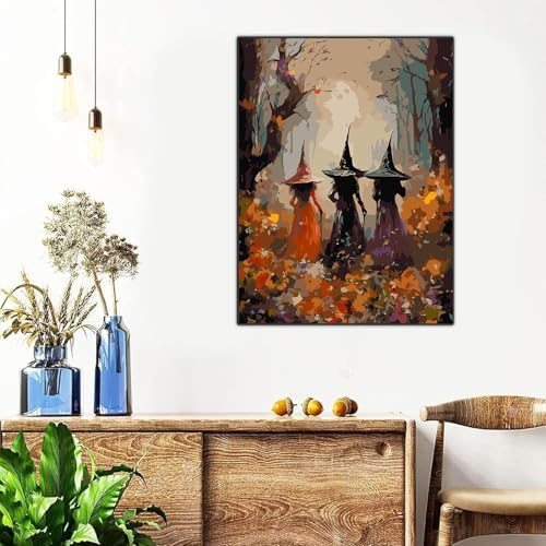 Halloween Framed Paint by Numbers Kits for Adults 12x16in with Wooden Easel - Image 4