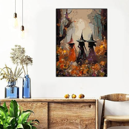 Halloween Framed Paint by Numbers Kits for Adults 12x16in with Wooden Easel - Image 4