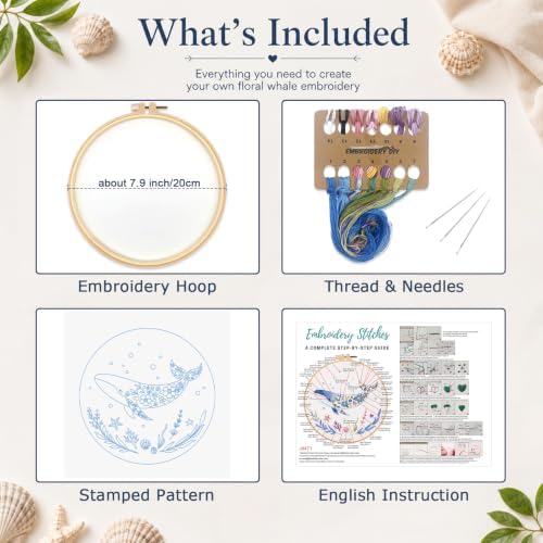 Louise Maelys Embroidery Kit for Beginners, Whale Ocean Needlepoint Kit - Image 4