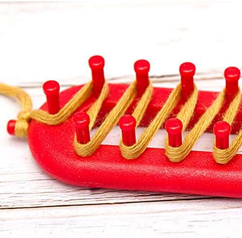 Knitting Loom Kit, Rectangle Weaving Looms Set with a Crochet Hook and Needle, Quick Scarf Hats Maker DIY Crocheting Handmade Craft Kit for Knitting Lovers Beginners(26cm,Red) - Image 3