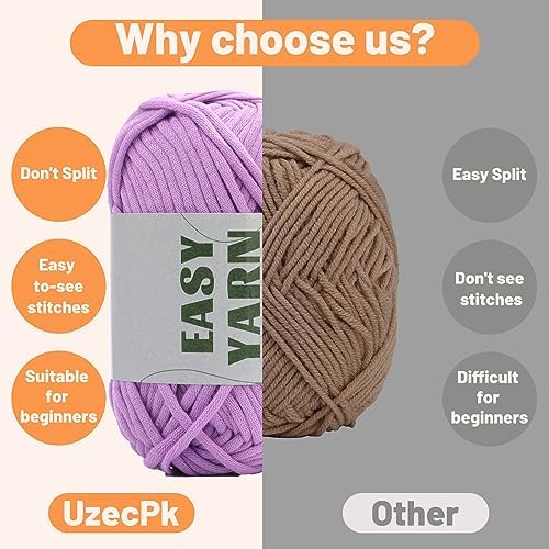 UzecPk 4 * 50g/1.76oz Beginner Yarn, 4 * 87yds Beginner Crochet Yarn - Image 4