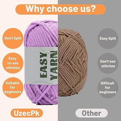 UzecPk 4 * 50g/1.76oz Beginner Yarn, 4 * 87yds Beginner Crochet Yarn - Image 4