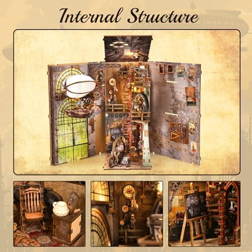 TOYQI Book Nook Kit for Adult, DIY Miniature Dollhouse Kit, Airship Model - Image 4