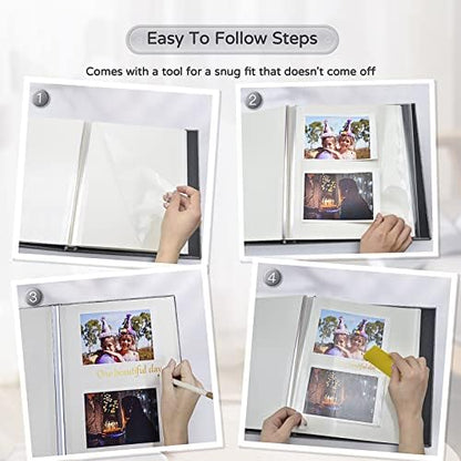 Popotop Large Photo Album Self Adhesive 4x6 5x7 8x10 Scrapbook Album DIY Picture Book,Gifts for Mom,Family Baby and Wedding,with Metal Pen and Plastic Board - Image 4