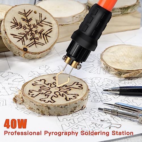 Preciva Wood Burning Kit, Wood Burning Pen 40W Adjustable Temperature 482°F ~ 1382°F, Wood Burning Tool Kit with 20pcs Tips Heat-Resistant Handle for Wood & Leather Crafts - Image 6