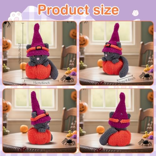 ORIGACH 4 Set Halloween Witchy Cat Crochet Kit for Beginners - Image 3