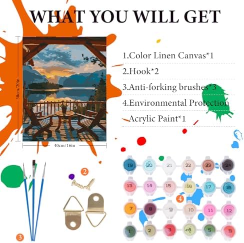 Fountor Sunset Paint by Numbers Kit for Adults Beginner 16x20 Inch - Image 4