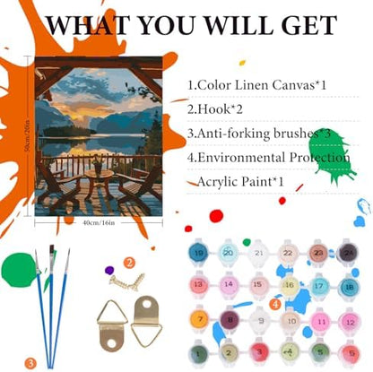 Fountor Sunset Paint by Numbers Kit for Adults Beginner 16x20 Inch - Image 4
