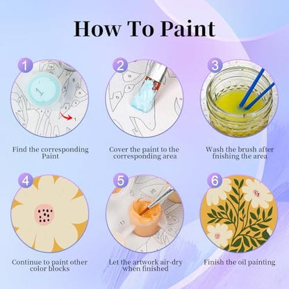 Okarina 6 Pack Paint by Numbers Kit for Adults & Beginners, Flower Designs - Image 6