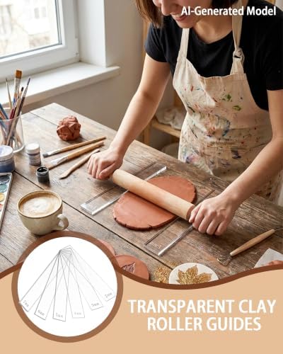 Clay Tools Set for Polymer & Air Dry Clay, Rolling Pin with Thickness Rings - Image 2