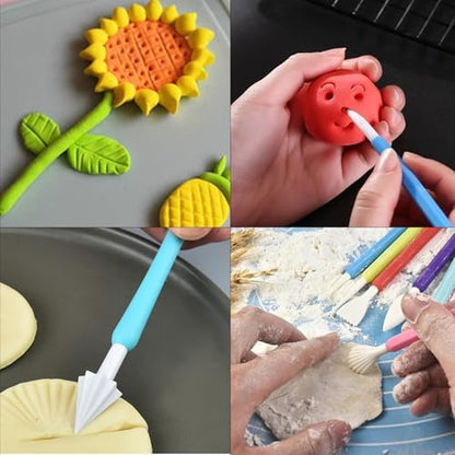 CoguZed 9 Pcs Clay Sculpting Tools Kit, Double Head Pottery Modeling Clay Carving Tools, Plastic Clay Tools, Air Dry Clay Tools for Crafts and DIY Projects Assorted Colors - Image 6