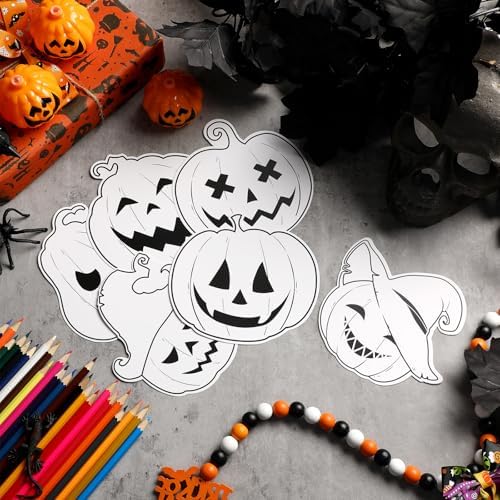 48 Pcs Halloween Pumpkin Coloring Crafts Color Your Own Bookmark - Image 4