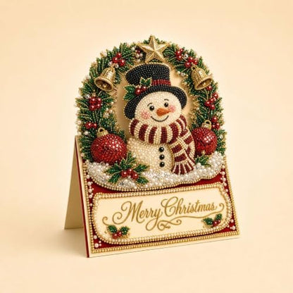 DIY Diamond Painting Greeting Cards - snowman 3D Pearl Art Christmas Party Cards, 6 Pcs Set with Envelopes, Handmade Holiday Craft Gift for Family & Friends - Image 3