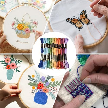 12 Skeins 105 Yards Colorful Cross Stitch Floss Embroidery Threads Polyester Friendship Yarn Rainbow 6 Ply Embroidered String for Sewing Making Bracelets Clothes Stitching Decor Craft DIY - Image 5