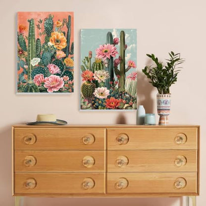 2 Pack Paint by Numbers Kit for Adults Framed Canvas, with Wooden Easel - Image 2