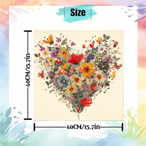 Niazidier Adults Flower Paint by Number Kits,Heart Painting by Number Kits on Canvas,Large Color by Numbers Adult Watercolor Gifts for Friends Wall Decor (Heart) - Image 3