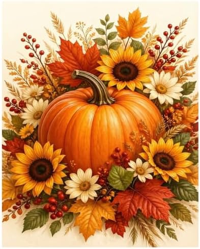Fall Paint by Numbers Kit for Adults, Adult Paint by Number Kits 16x20 Inch by hkejoi