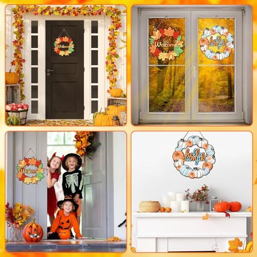 Sereliy 24 Pcs Fall Coloring Wreath Crafts, Color Your Own Thanksgiving Crafts, DIY Paper Fall Wreath for Classroom Activities Thanksgiving Games.(Thanksgiving) - Image 5