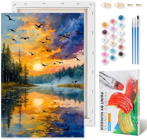 Landscape Framed Paint by Numbers Kit for Adults Beginner 8x12 inch by Kalonyth
