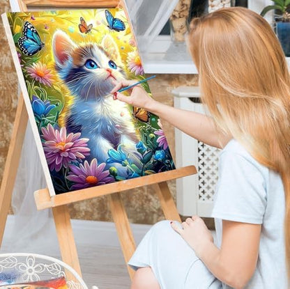 Bowetile Framed Paint by Numbers Cat for Adults Beginners, Adults' Paint-by-Number Cat Kits, Easy Adult Paint by Number Kits on Canvas, Acrylic Animals Number Painting for Home Decor, 8x12in - Image 2