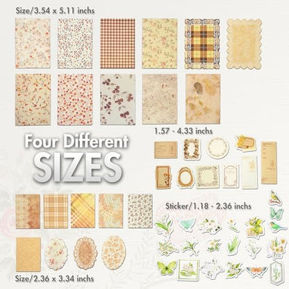 Vintage Floral Scrapbook Paper & Journaling Stickers, 400pcs - Image 3