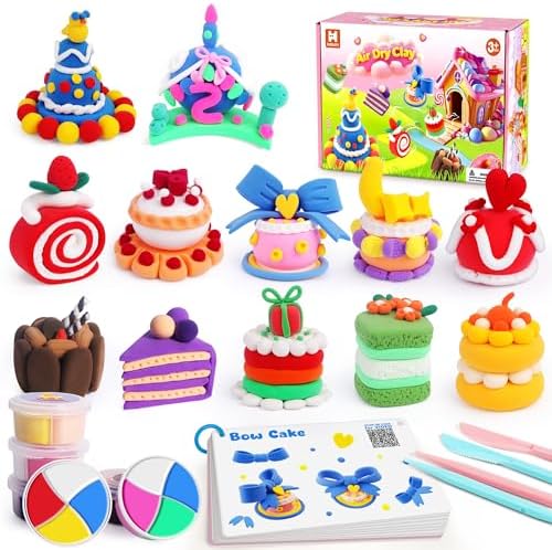 Helsort Air Dry Clay Kit, 12 Cake Modeling Clay for Kids, Tutorial Video by Unknown