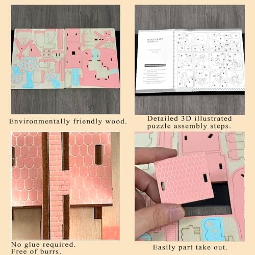 Log Cabin 3D Wooden House Puzzle,DIY Mini Building Model Kit，003 - Image 3