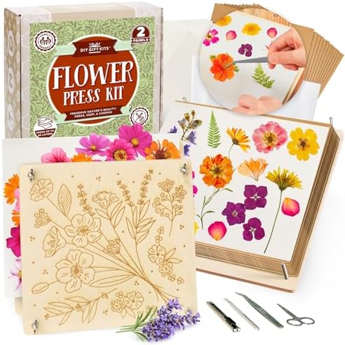 DIY Gift Kits Flower Press Kit - 20 Layers - 2 Sets of 10x10 Inch Wooden Panels - Easy Dried Flower Crafting and Preservation - Adult Beginner Gift Set by DIYGiftKits