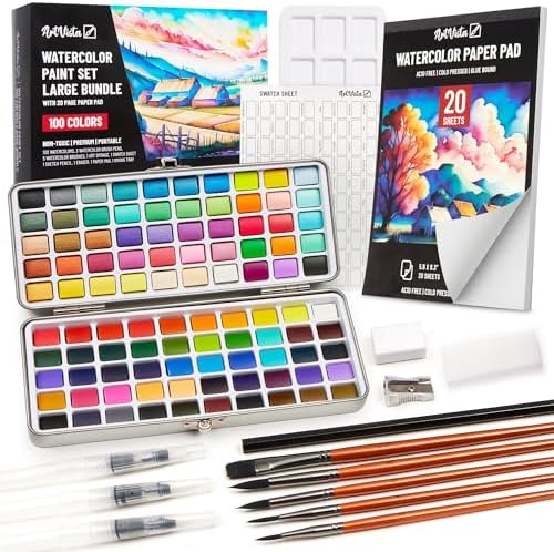 Premium Watercolor Paint Set Bundle with 100 Vibrant Colors for Adults by Unknown
