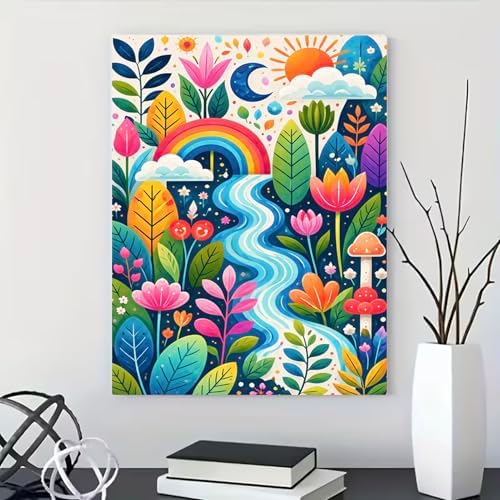 MaiMMaledy Paint by Numbers Kit 8Lx12W inch for Adults Beginners Canvas Pictures with Framed Drawing Painting Acrylic Pigment with Wooden Triangle Easel Flower Bushes - Image 6