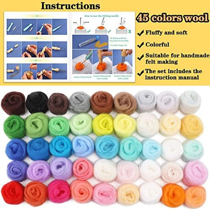 Veroave 385 PCS Felting Kit, Needle Felting Kit with 45 Colors Wool Roving - Image 4