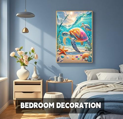 TINDAY Paint by Numbers Kit for Adults Paint by Number for Adults Beginner Sea Turtle Painting by Number for Adult on Canvas Acrylic Painting Wall Decor 16x20 in - Image 4