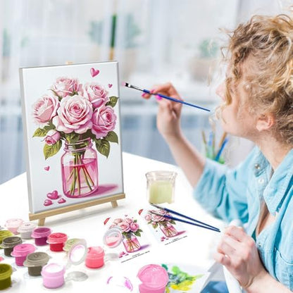 ATDMS Paint by Numbers Kit for Adults with Frame Flowers Paint by Number with Easel Floral Adult Paint by Number Kits Framed Canvas DIY Acrylic Oil Painting Kits for Home Wall Decor 8x12 Inch - Image 3