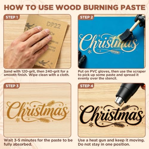 13PCS Wood Burning Paste Kit, 4OZ Wood Burning Gel with Single Sided Wood Burning Pen Marker for Easy Application & Beautiful Engravings, Ideal DIY Craft Kit for Beginners and Handmade Enthusiasts - Image 4