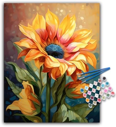 Paint by Numbers Kit for Adults, Sunflower DIY Acrylic Canvas Painting Set by Offito